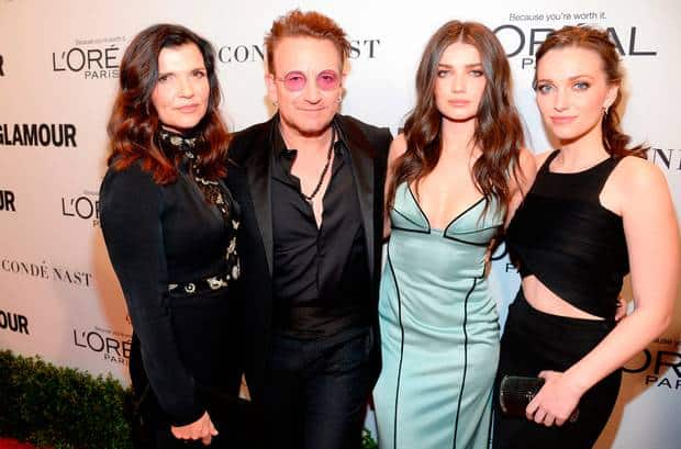 Bono with wife Alison Hewson and daughters, Jordan and Memphis