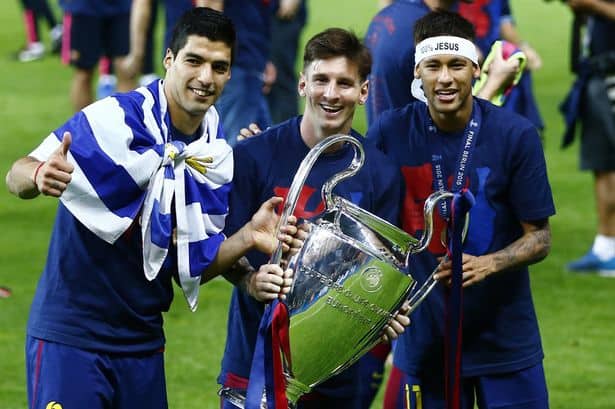 Messi, Neymar And Suarez After Winning Champions League