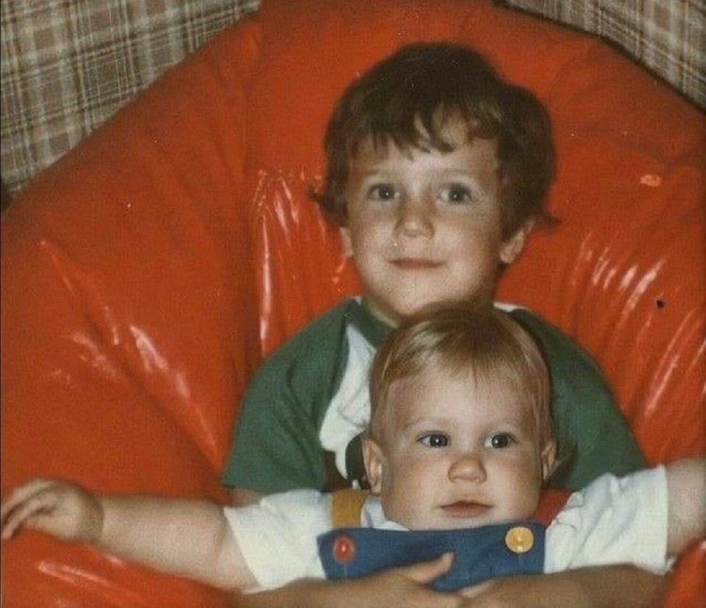 Baby Dylan Klebold with his brother, Byron Klebold