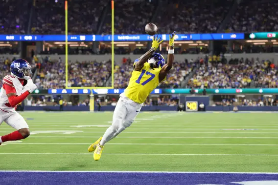 Los Angeles Rams quarterback throwing a pass during an NFL game