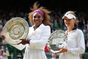 Radwanska with her runner-up trophy at Wimbledon in 2012.