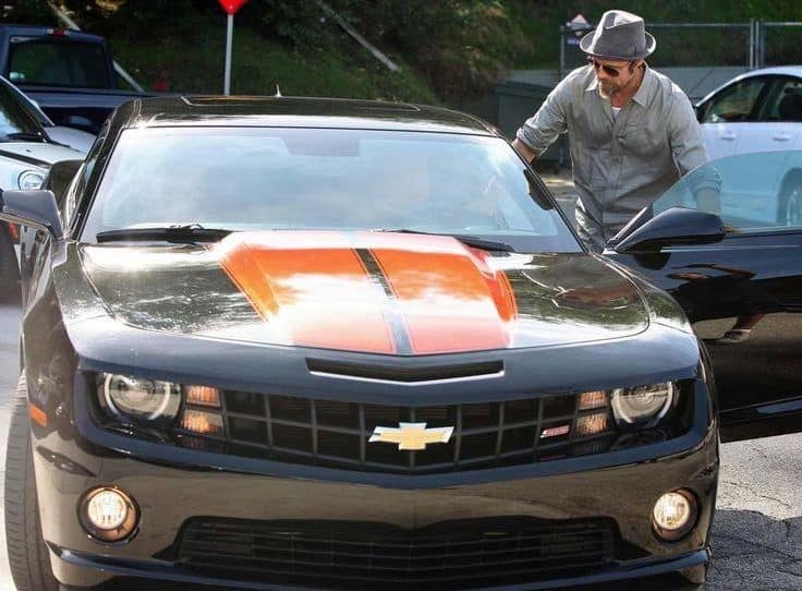 Brad Pitt with his Chevy Camaro