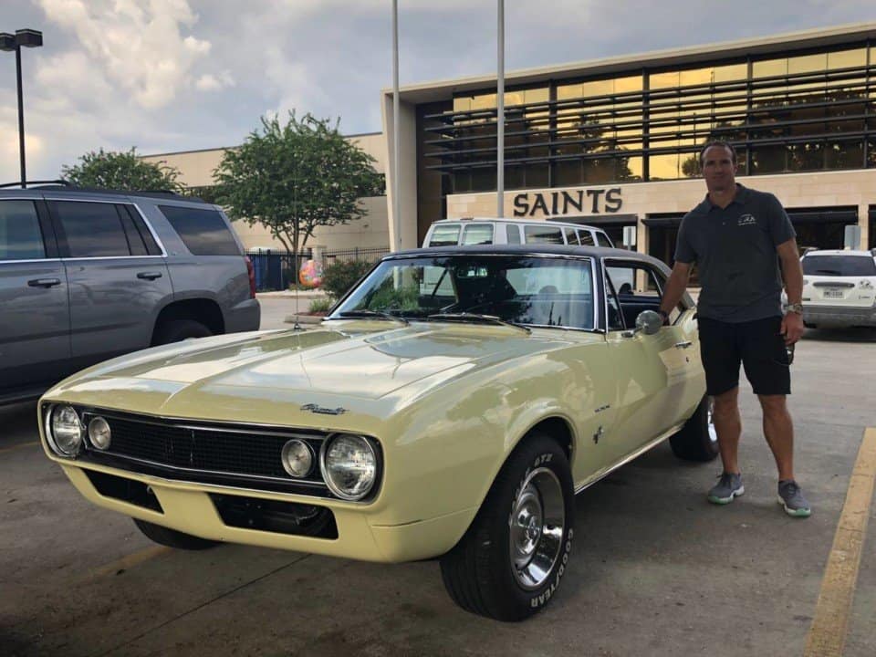 Drew Brees with a Yellow 1967 Camaro