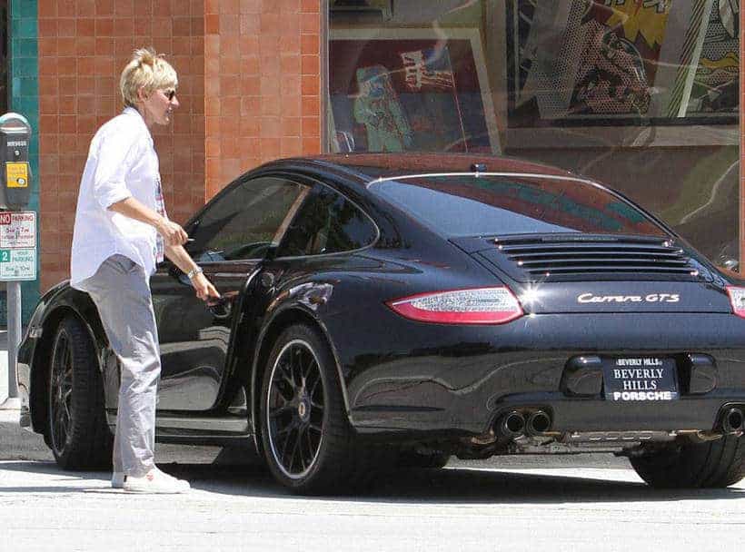 Ellen DeGeneres with her Porsche Carrera