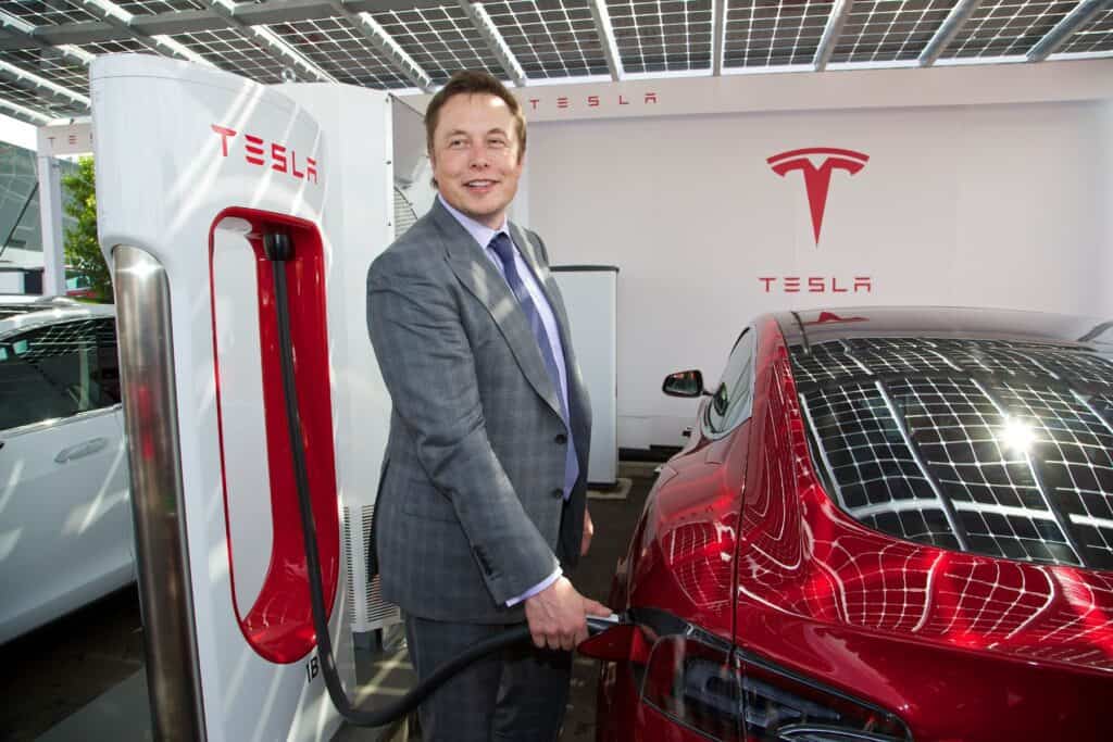 Elon Musk at Tesla's gas station.