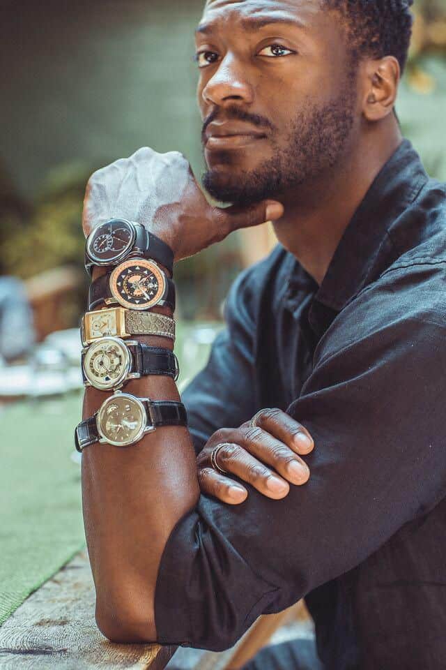Aldis Hodge with his watch collection