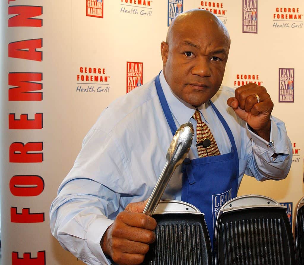 George Foreman poses while launching in November 22, 2001 in London. 