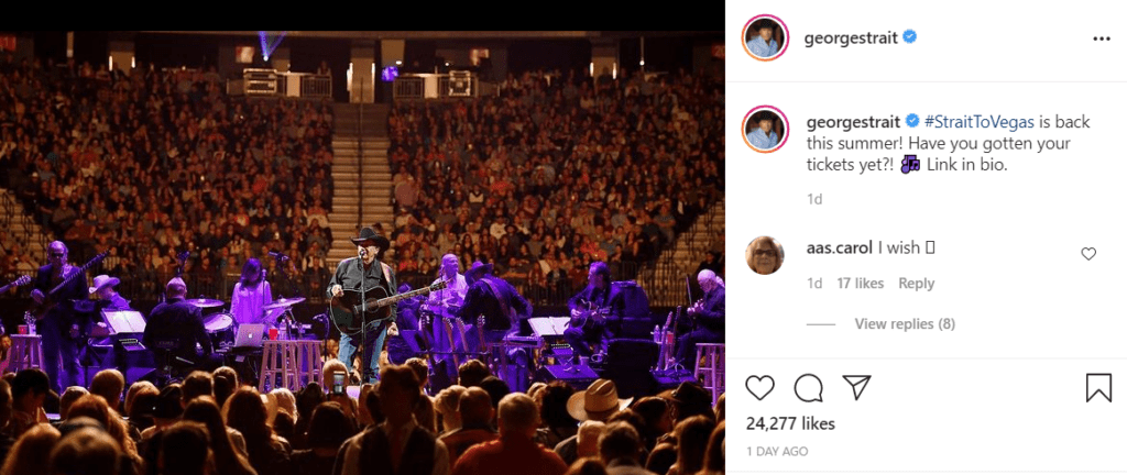 George Strait latest post on Instagram.