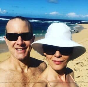 Davidtz with her husband Jason Sloane in Kauai, Hawaii
