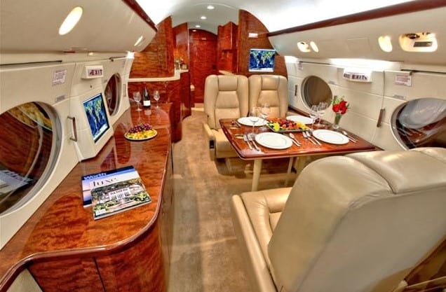Inside the private jet