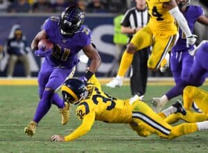 Rams' Weddle making tackle in NFL match