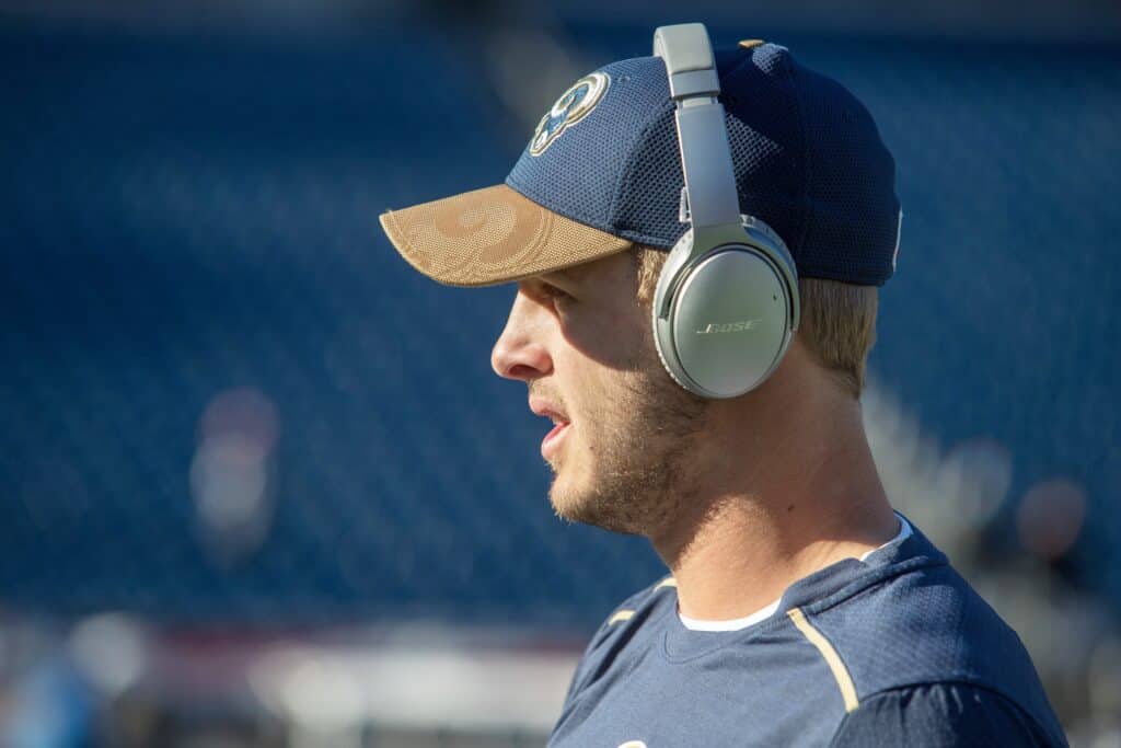 Jared Goff's with his headphone.