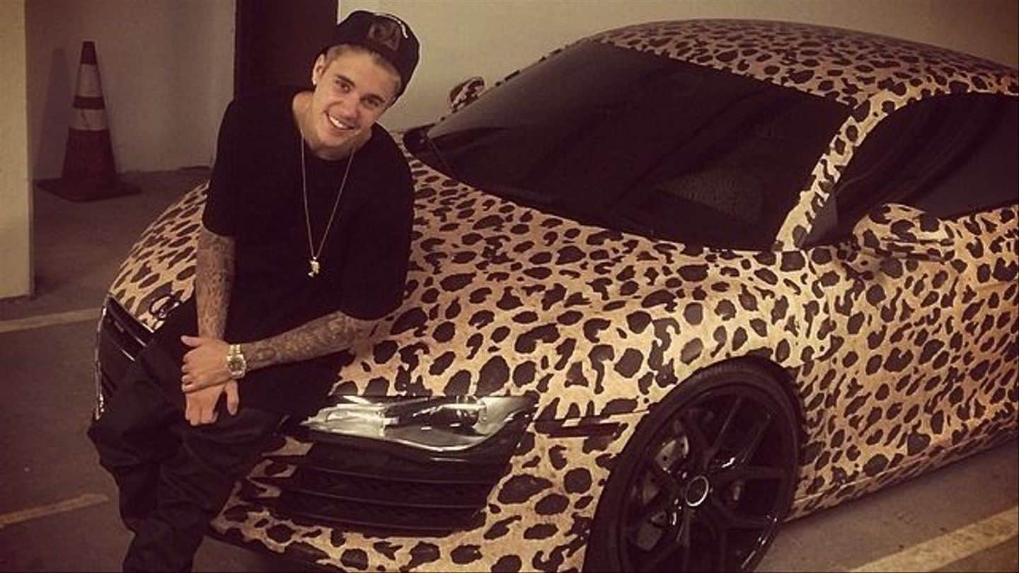 Justin With His Customized Leopard Print Audi A8.