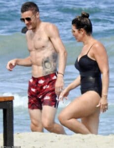 Vardy in holiday with his wife.