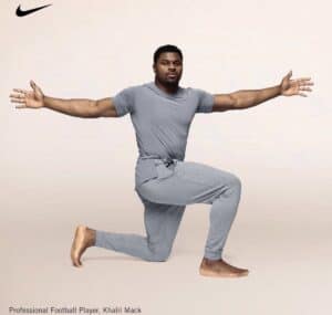 Khalil Mack promoting a Nike brand apparel.