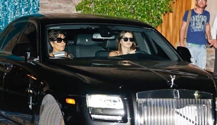 Kendall Jenner with her mother Kris on Rolls Royce Wraith
