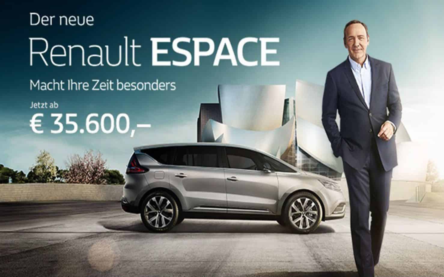 Spacey in German version of Renault ESPACE ad