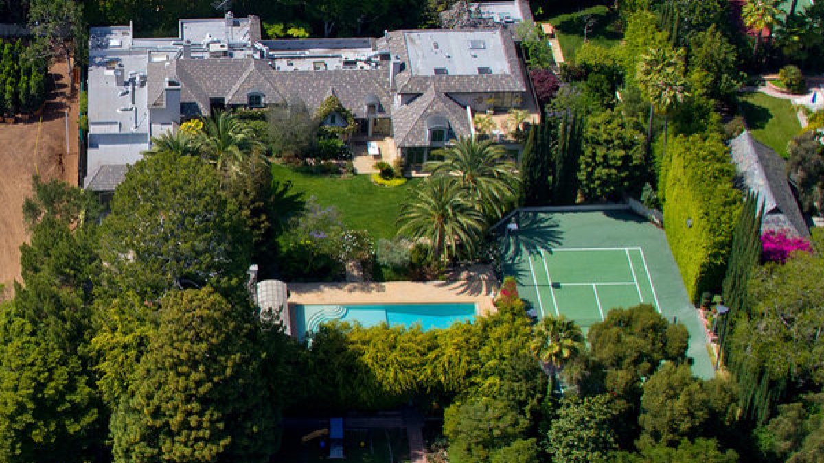 Aerial view of the Beverly Hills mansion