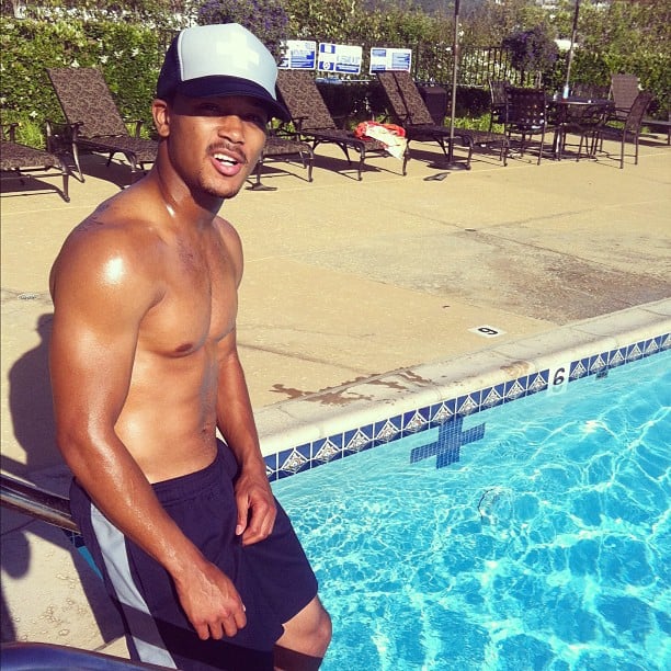 Lil Romeo photographed in a swimming pool enjoying his vacation days.