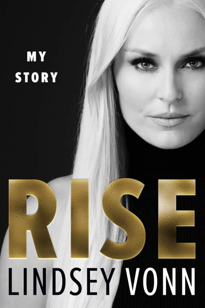 Lindsey Vonn's published book's cover page named, "Rise."