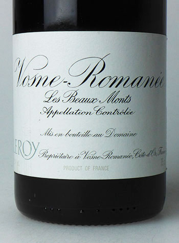 Domaine Leroy Vosne-Romanée Premier Cru Les Beaux Monts (2015) most expensive bottles of wine