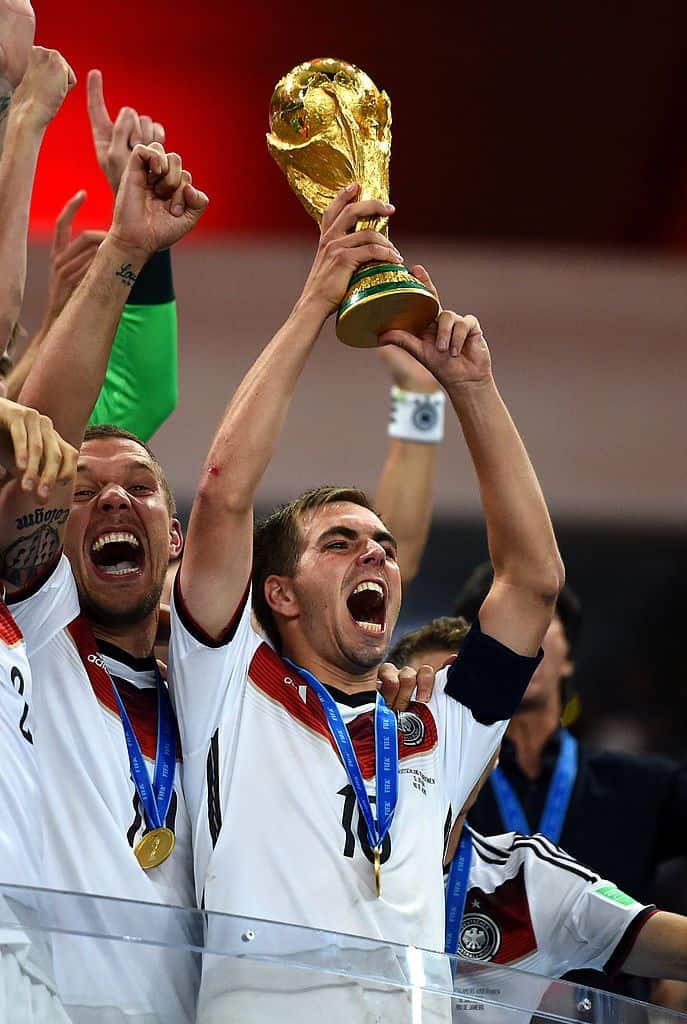 Phillip Lahm lifting world cup 2014