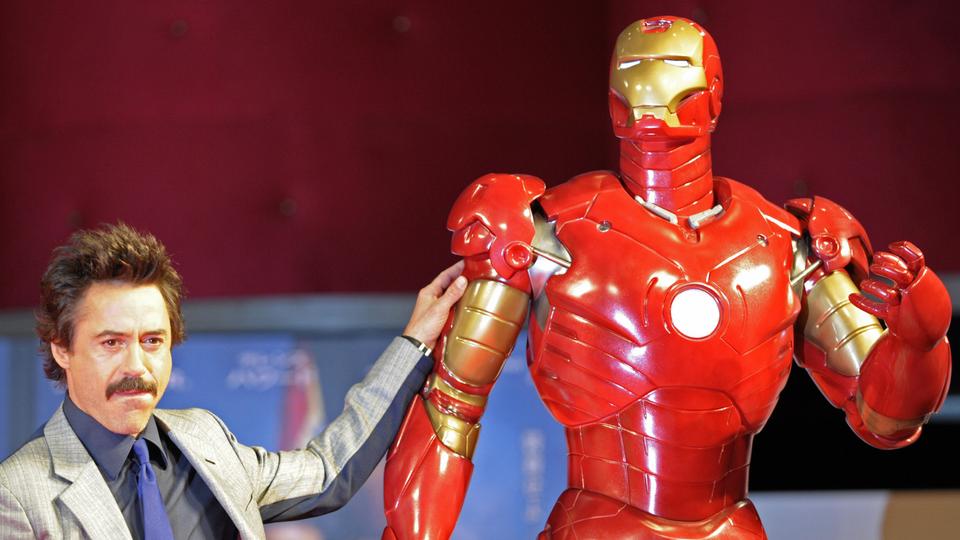 RDJ With Life Sized Ironman Suit