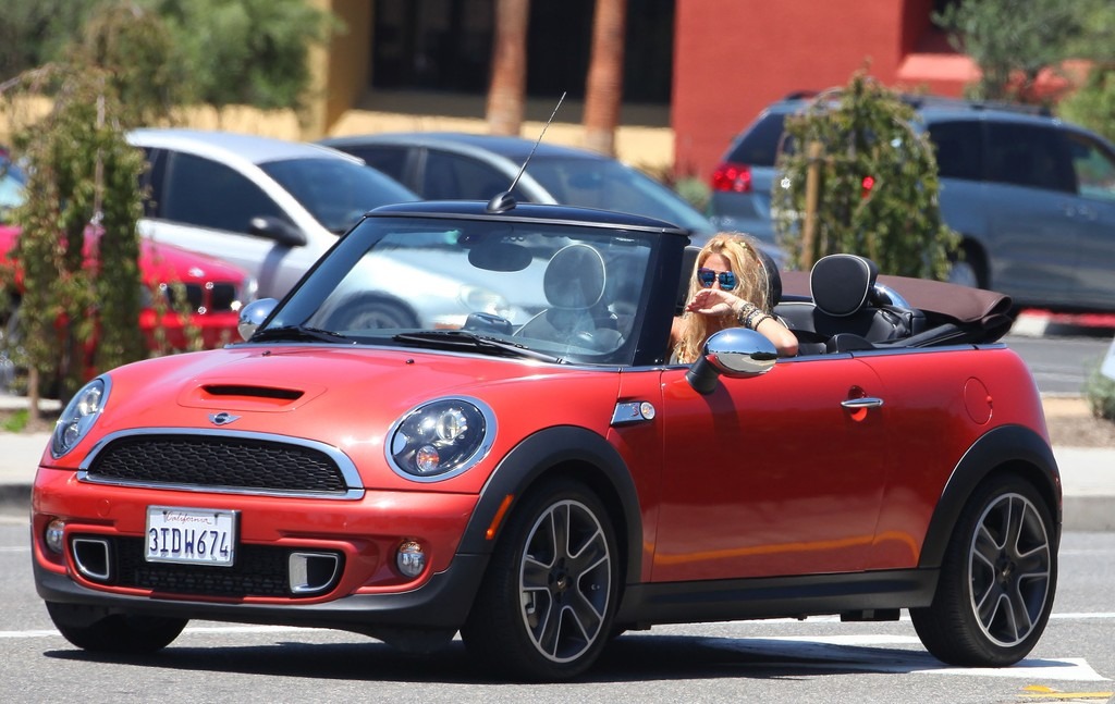 Blake Lively Driving Her Mini Cooper S