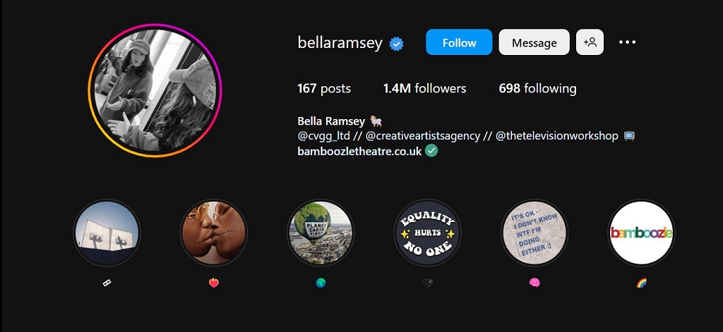 Bella Ramsey Instagram