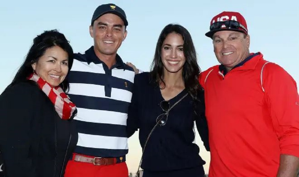 Rickie Fowler with his parents Lynn and Rod and girlfriend Allison Stokke at the Presidents Cup.