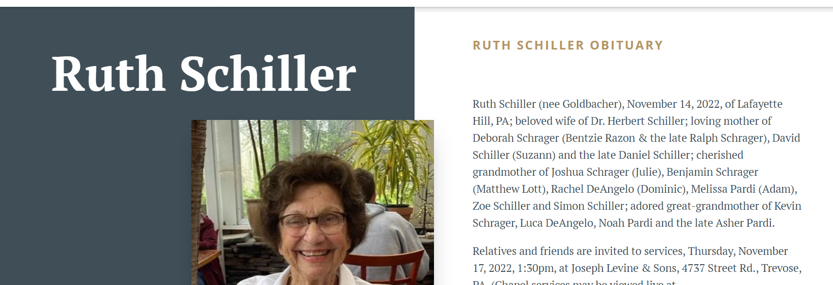 Ruth Schiller Obituary