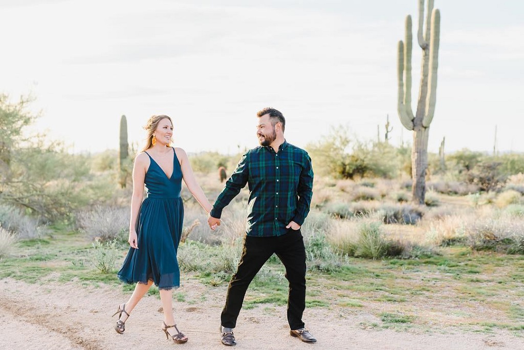 JJ Spaun and his wife, Melody on their engagement photoshoot 