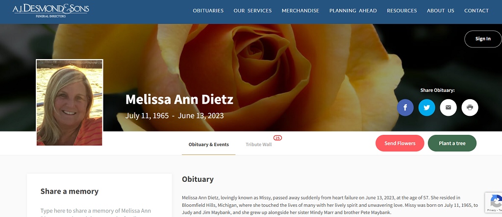 Melissa Dietz Obituary