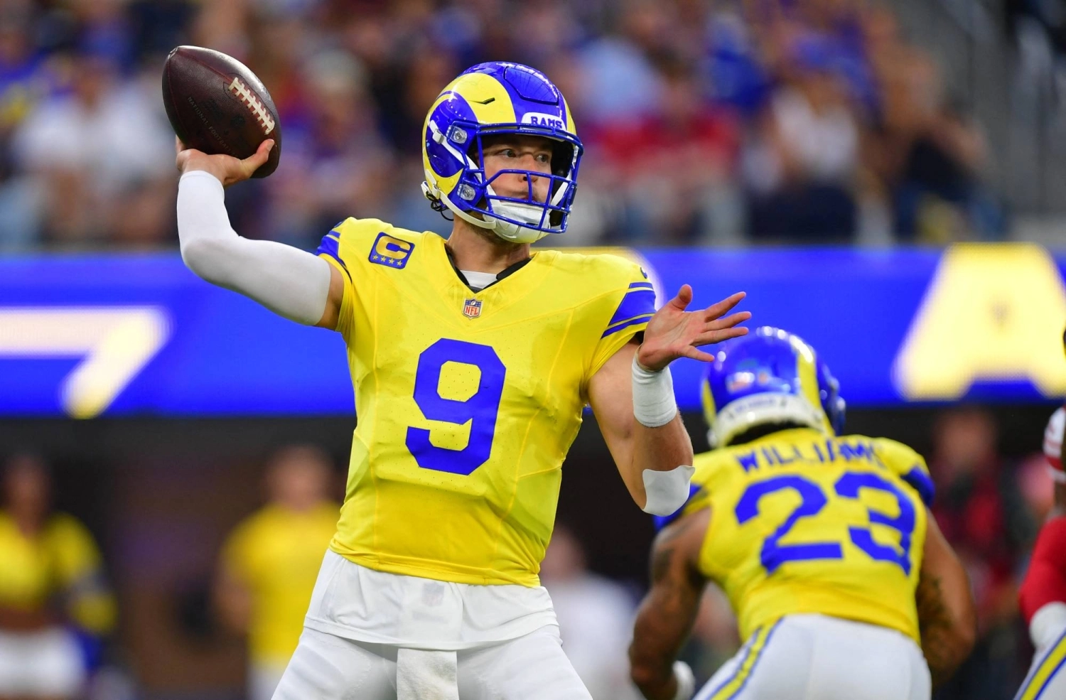 Los Angeles Rams quarterback Matthew Stafford during an NFL game